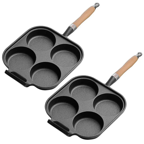 SOGA 2X 4 Mold Cast Iron Breakfast Fried Egg Pancake Omelette Fry Pan Soga