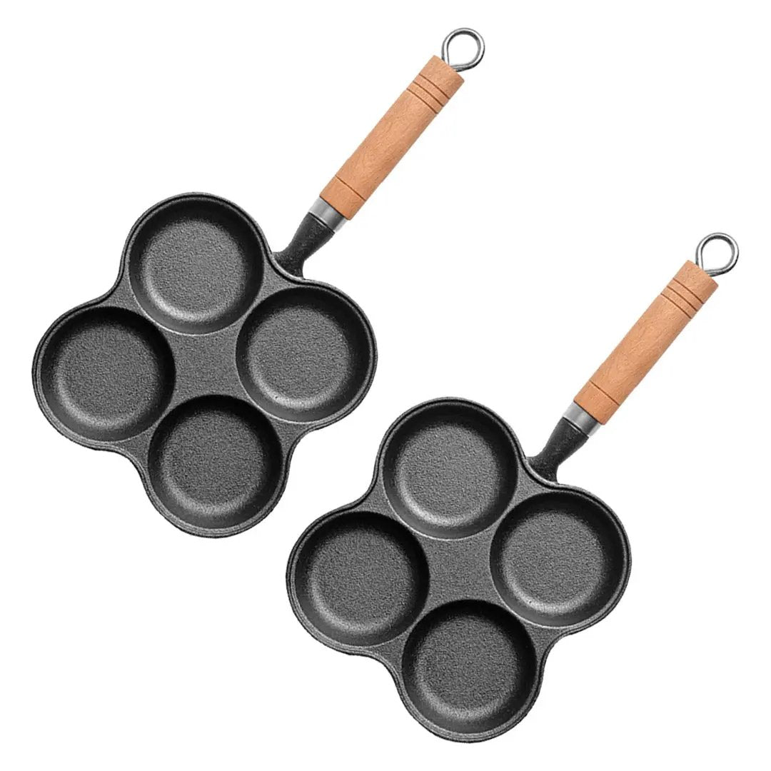 SOGA 2X 4 Mold Multi-Portion Cast Iron Breakfast Fried Egg Pancake Omelet Fry Pan Soga