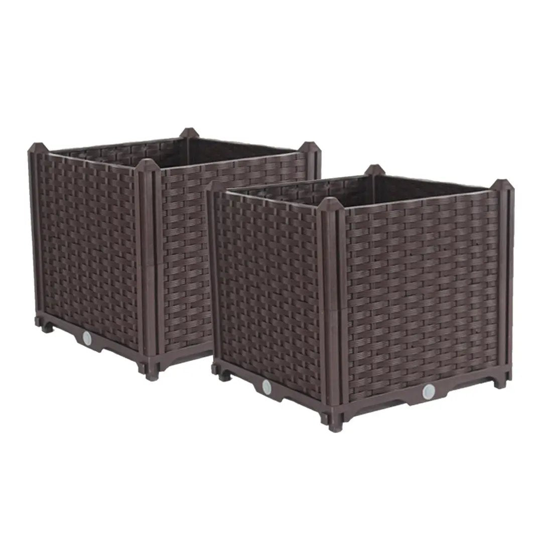 SOGA 2X 40cm Raised Planter Box Vegetable Herb Flower Outdoor Plastic Plants Garden Bed Soga