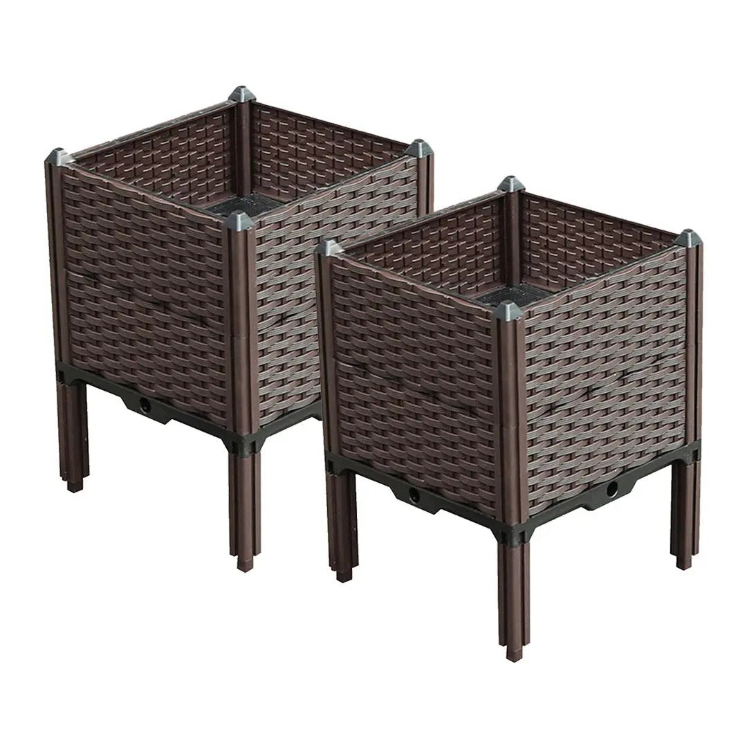 SOGA 2X 40cm Raised Planter Box Vegetable Herb Flower Outdoor Plastic Plants Garden Bed with Legs Deepen Soga