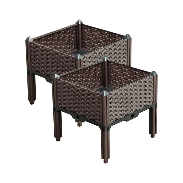 SOGA 2X 40cm Raised Planter Box Vegetable Herb Flower Outdoor Plastic Plants Garden Bed with Legs Soga