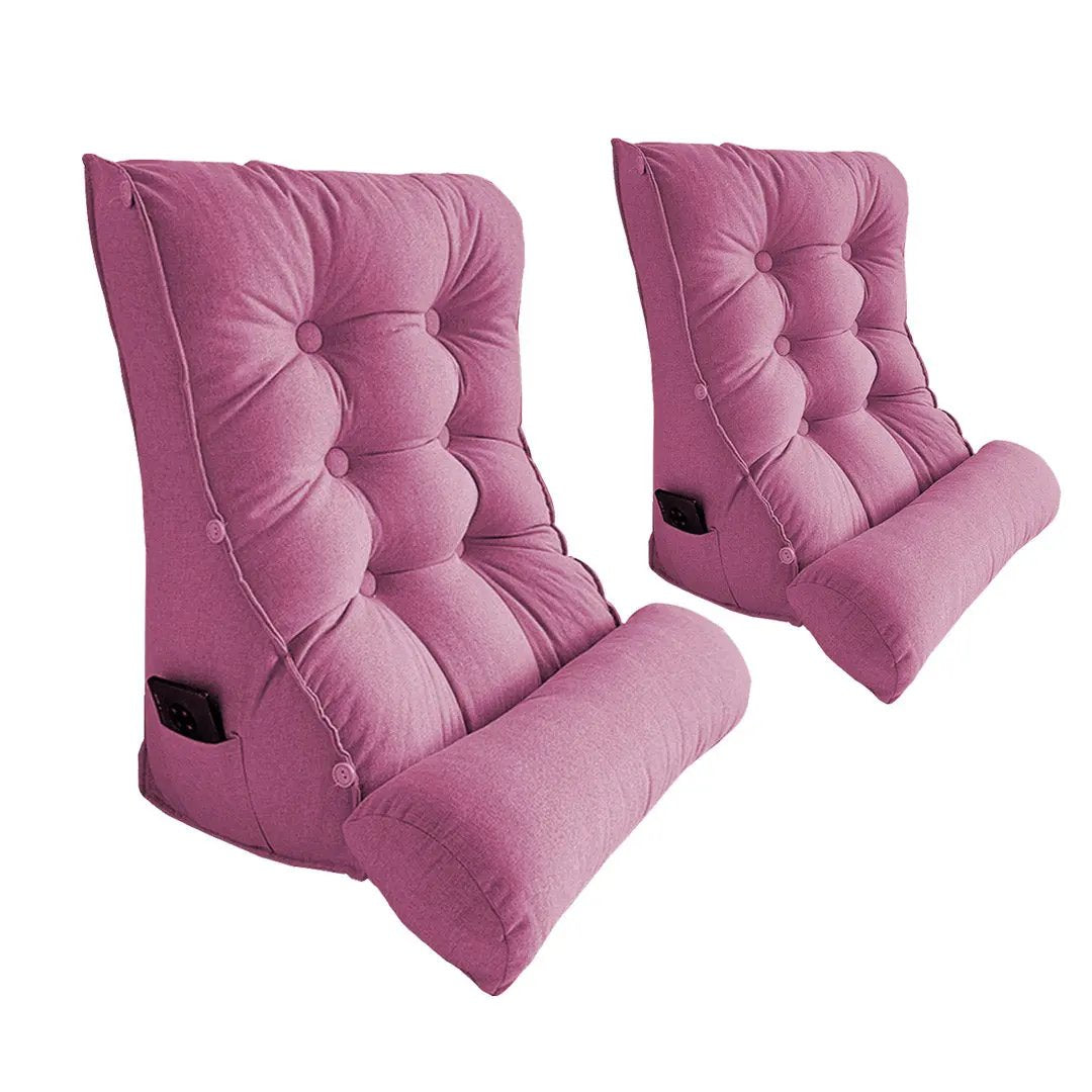 SOGA 2X 60cm Magenta Triangular Wedge Lumbar Pillow Headboard Backrest Sofa Bed Cushion Home Decor Soga