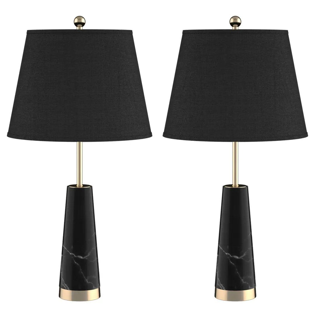 SOGA 2X 68cm Black Marble Bedside Desk Table Lamp Living Room Shade with Cone Shape Base Soga