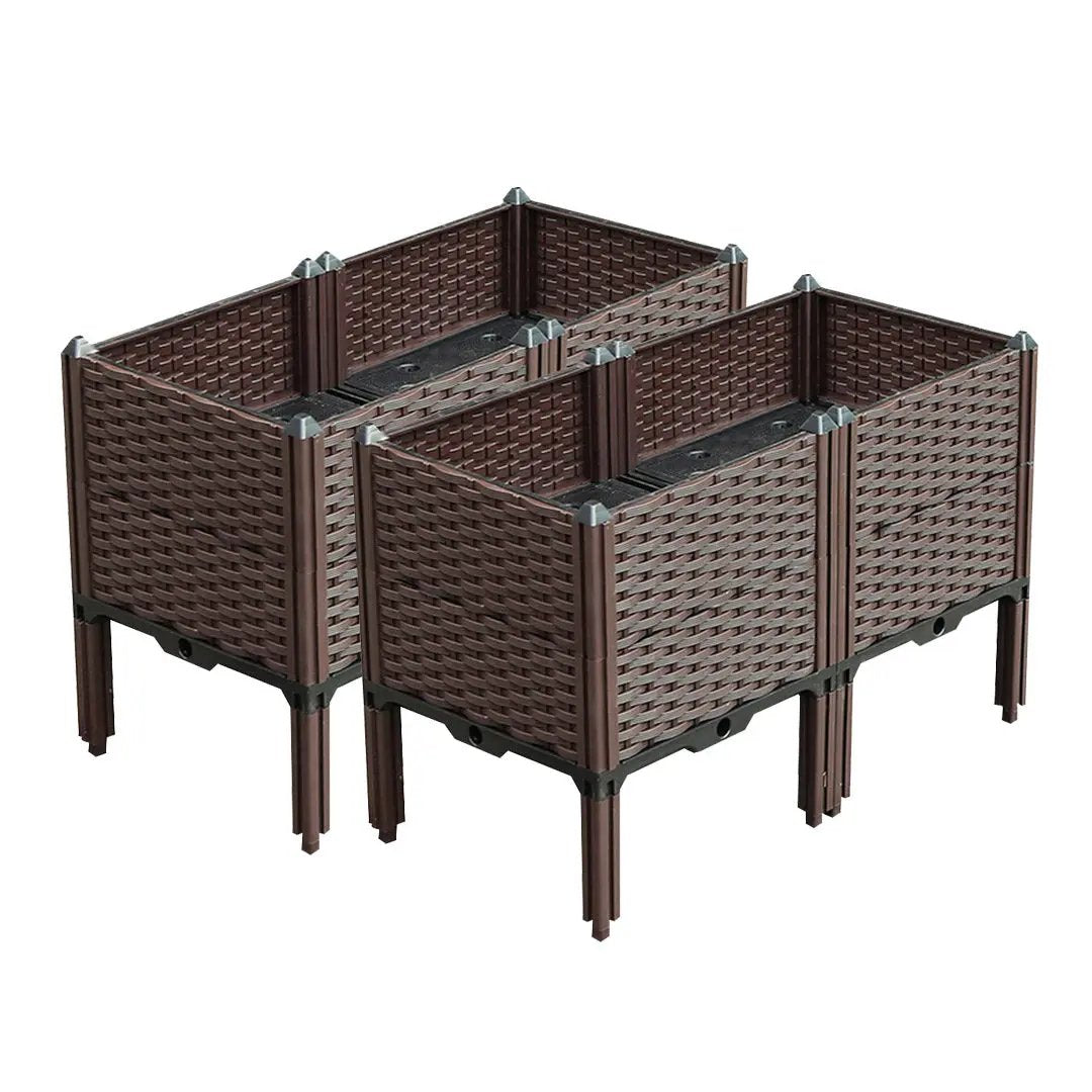 SOGA 2X 80cm Raised Planter Box Vegetable Herb Flower Outdoor Plastic Plants Garden Bed with Legs Deepen Soga