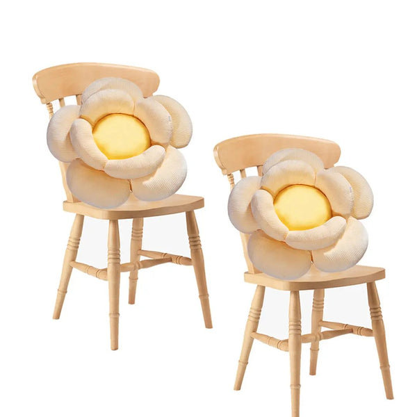 SOGA 2X Beige Double Flower Shape Cushion Soft Bedside Floor Plush Pillow Home Decor Soga