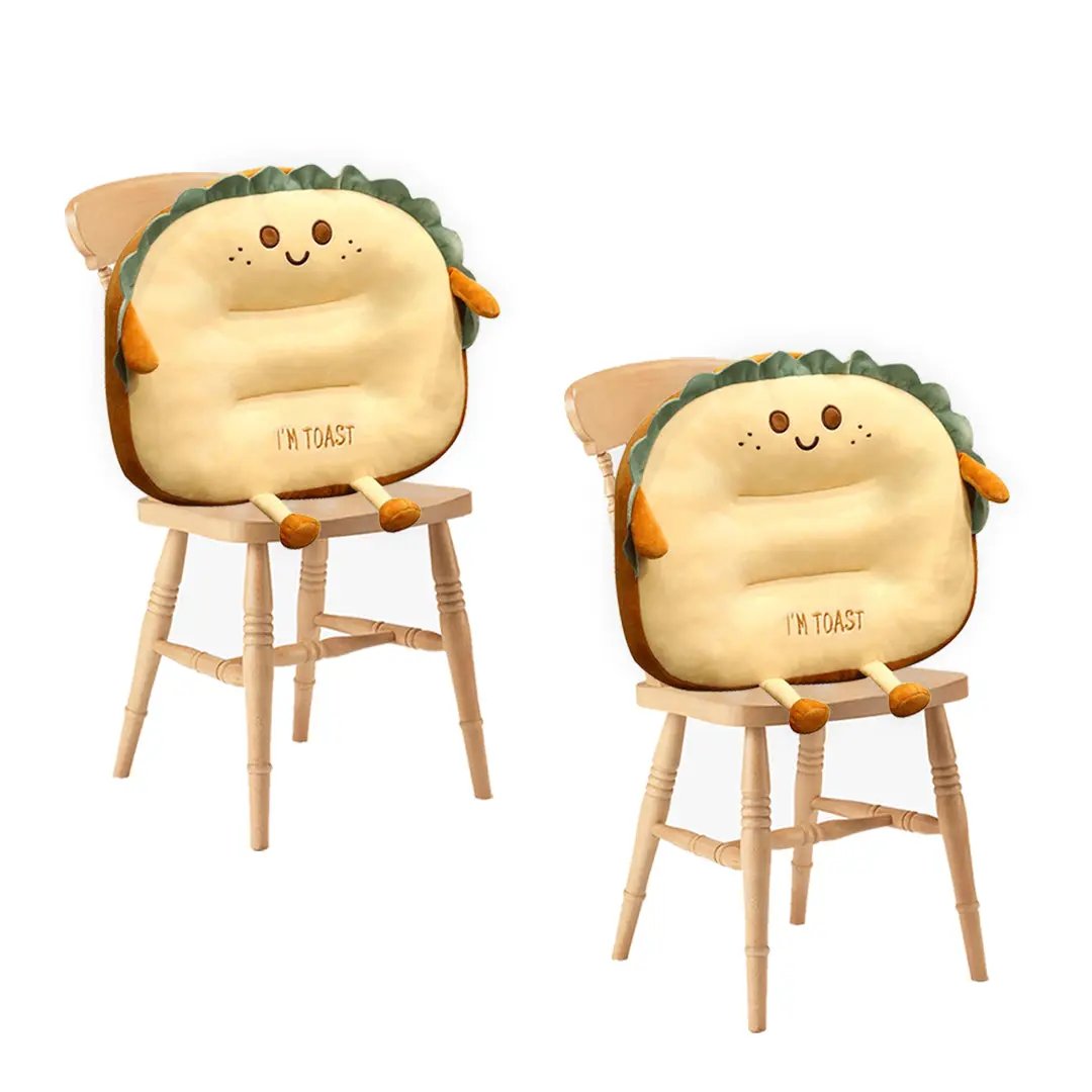 SOGA 2X Cute Face Toast Bread Cushion Stuffed Car Seat Plush Cartoon Back Support Pillow Home Decor Soga