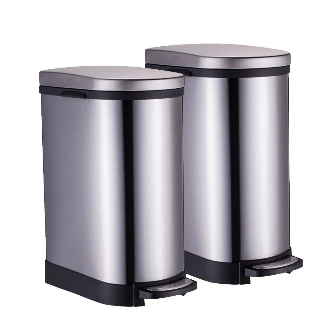 SOGA 2X Foot Pedal Stainless Steel Rubbish Recycling Garbage Waste Trash Bin 10L U Soga
