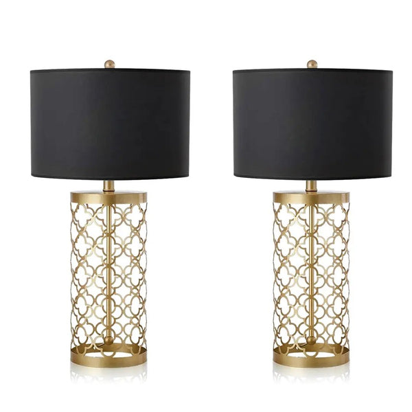 SOGA 2X Golden Hollowed Out Base Table Lamp with Dark Shade Soga