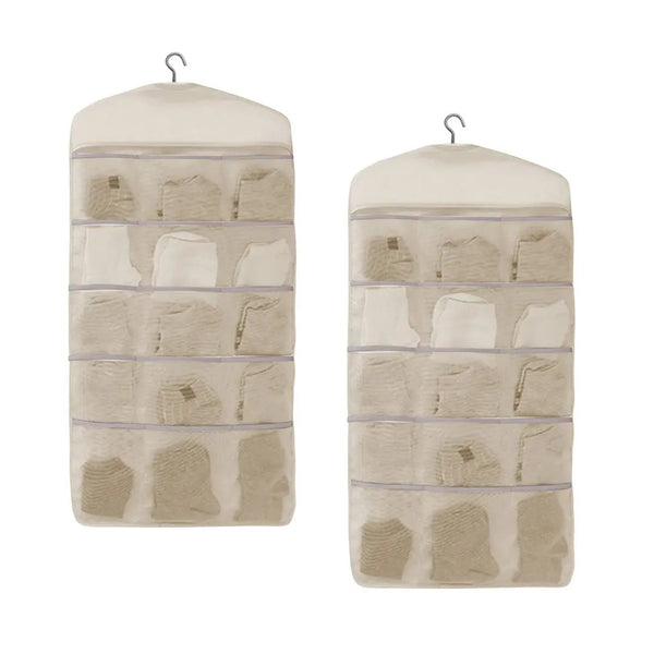 SOGA 2X White Double Sided Hanging Storage Bag Underwear Bra Socks Mesh Pocket Hanger Home Organiser Soga