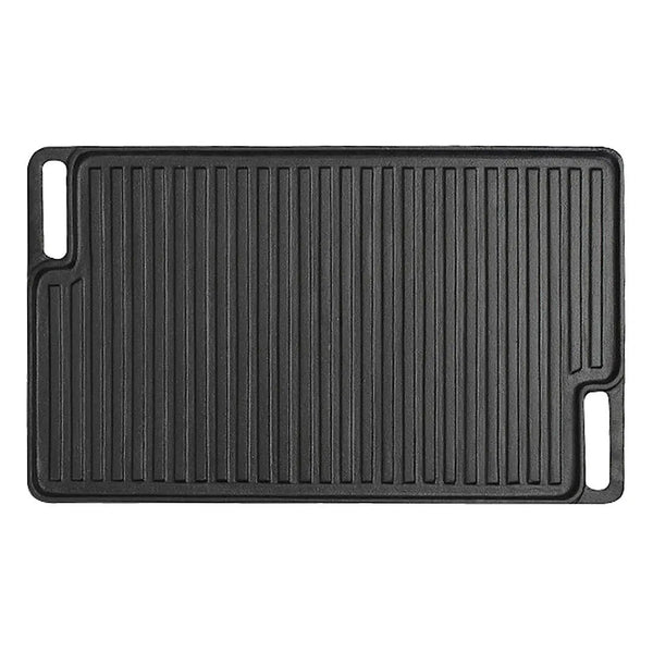 SOGA 45cm Rectangular Cast Iron Portable Fry BBQ Grill Plate Cooking Pan Tray with Handle Soga