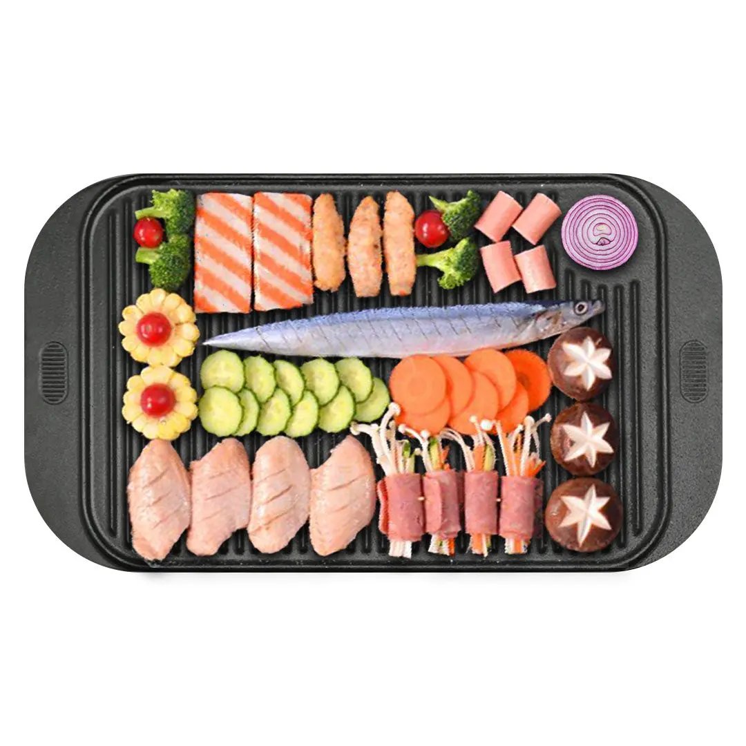 SOGA 47cm Cast Iron Ridged Griddle Hot Plate Grill Pan BBQ Stovetop Soga