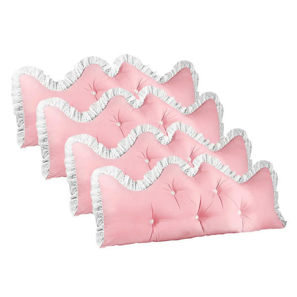 SOGA 4X 180cm Pink Princess Bed Pillow Headboard Backrest Bedside Tatami Sofa Cushion with Ruffle Lace Home Decor Soga