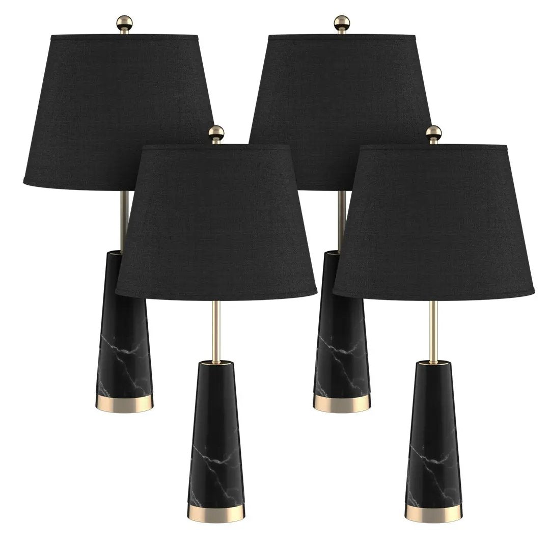 SOGA 4X 68cm Black Marble Bedside Desk Table Lamp Living Room Shade with Cone Shape Base Soga