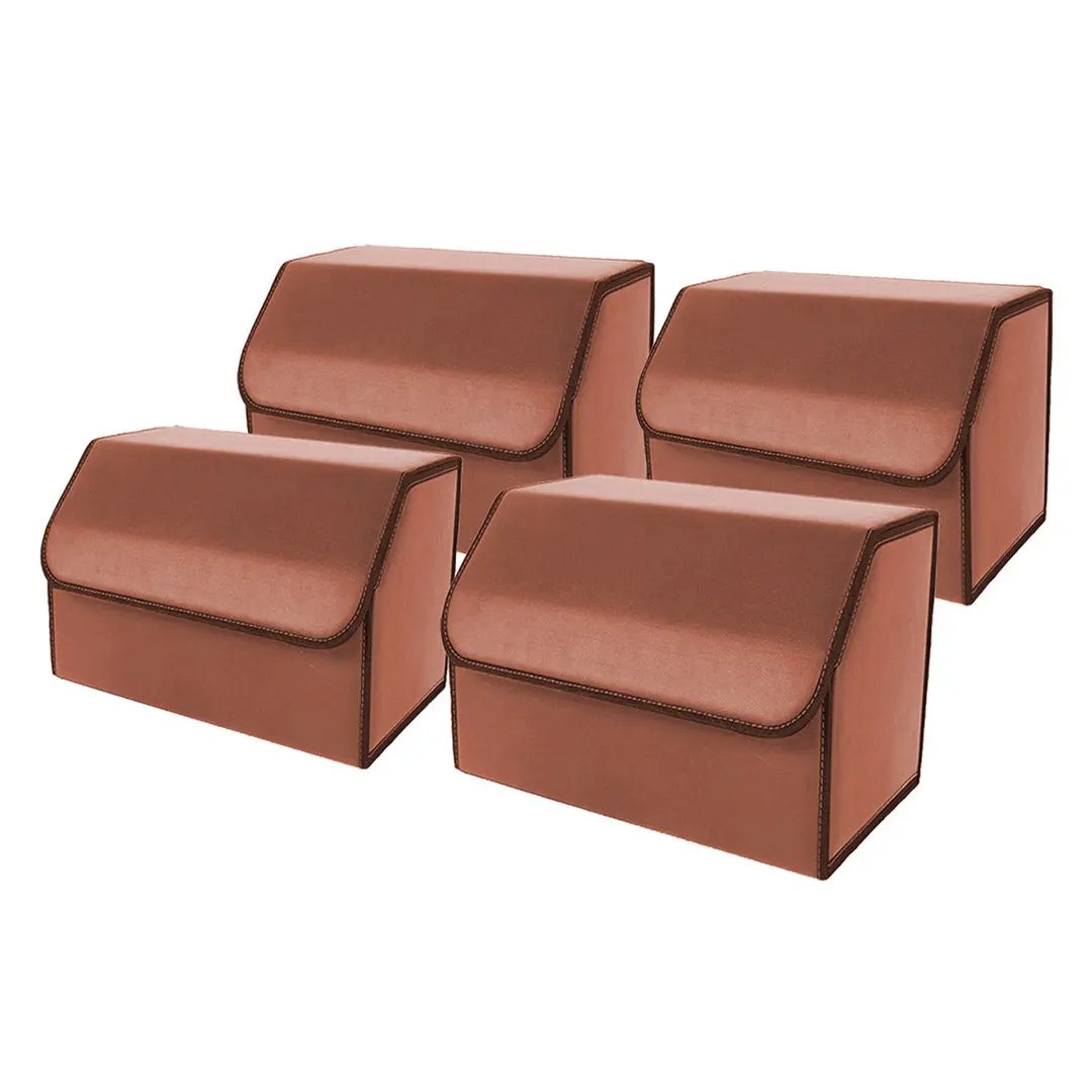 SOGA 4X Leather Car Boot Collapsible Foldable Trunk Cargo Organizer Portable Storage Box Coffee Medium Soga