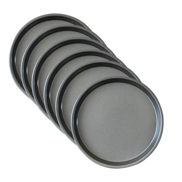 SOGA 6X 7-inch Round Black Steel Non-stick Pizza Tray Oven Baking Plate Pan Soga
