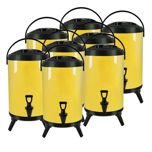 SOGA 8X 8L Stainless Steel Insulated Milk Tea Barrel Hot and Cold Beverage Dispenser Container with Faucet Yellow Soga