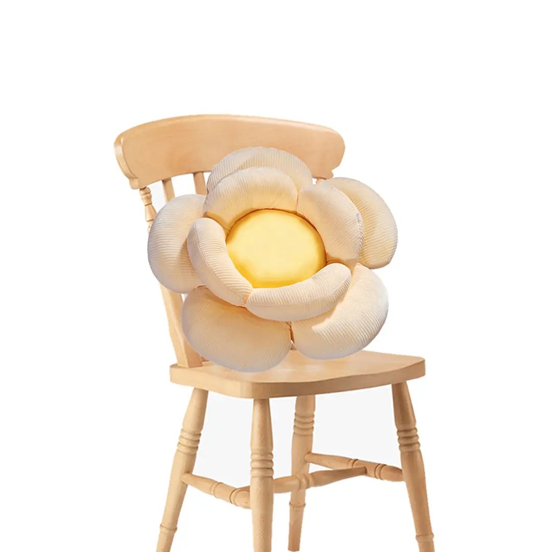 SOGA Beige Double Flower Shape Cushion Soft Bedside Floor Plush Pillow Home Decor Soga