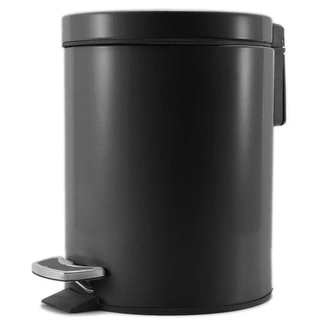 SOGA Foot Pedal Stainless Steel Rubbish Recycling Garbage Waste Trash Bin Round 12L Black Soga