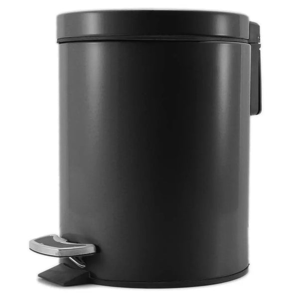 SOGA Foot Pedal Stainless Steel Rubbish Recycling Garbage Waste Trash Bin Round 12L Black Soga