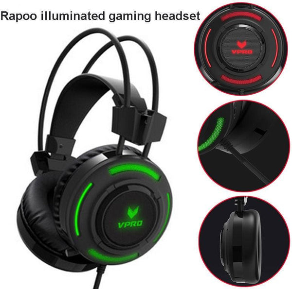 RAPOO VH200 Illuminated RGB Glow Gaming Headsets Black - 16m Colour Breathing Light Hidden Noise-Cancelling Microphones(LS) RAPOO
