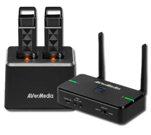 Avermedia Wireless Teacher Microphone AW315 Full Package - Dual Mic with Smart Pair. Microphone x 2, Receiver x 1, Charge Station x 1 AVERMEDIA