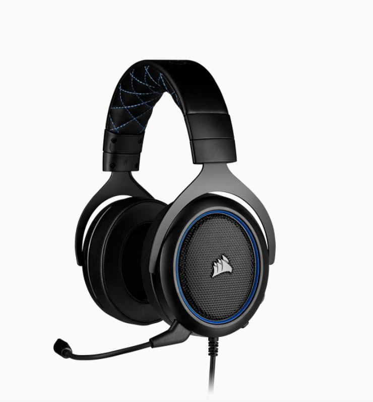 Corsair HS50 PRO Blue STEREO Gaming Headset, 50mm neodymium speaker, Optimized unidirectional microphone, Discord Certified CORSAIR