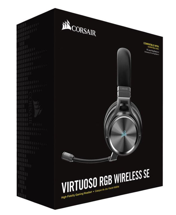 Corsair Virtuoso Wireless RGB SE Gunmetal 7.1 Headset. High Fidelity Ultra Comfort, supports USB and 3.5mm Gaming Headset CORSAIR