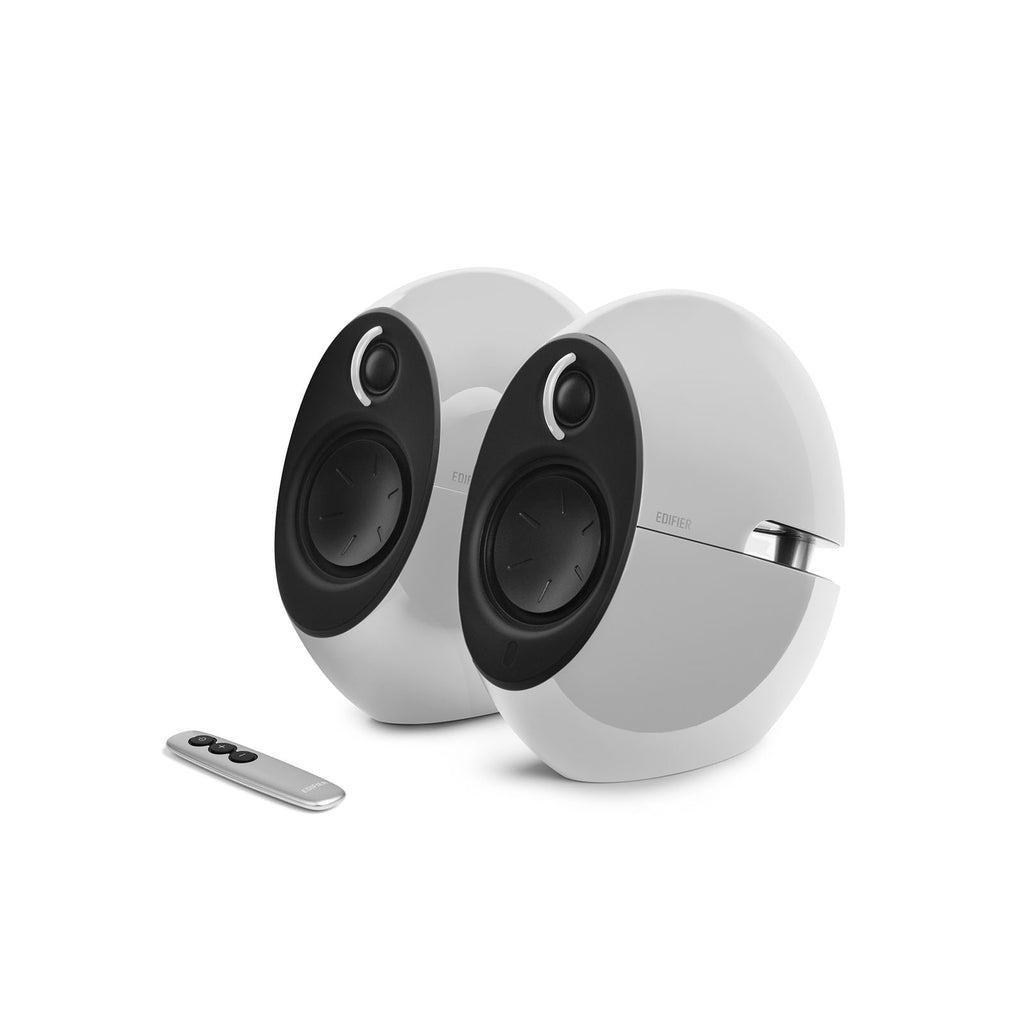 Edifier E25HD LUNA HD Bluetooth Speakers White - BT 4.0/3.5mm AUX/Optical DSP/ 74W Speakers/ Curved design/Dual 2x3 Passive Bass/Wireless Remote EDIFIER