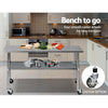 Cefito 304 Stainless Steel Kitchen Benches Work Bench Food Prep Table with Wheels 1829MM x 610MM Deals499