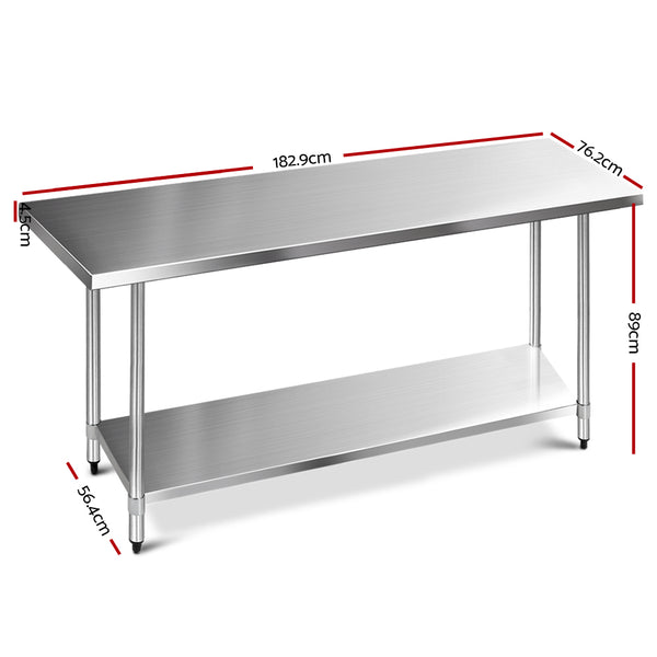 Cefito 1829 x 762mm Commercial Stainless Steel Kitchen Bench Deals499
