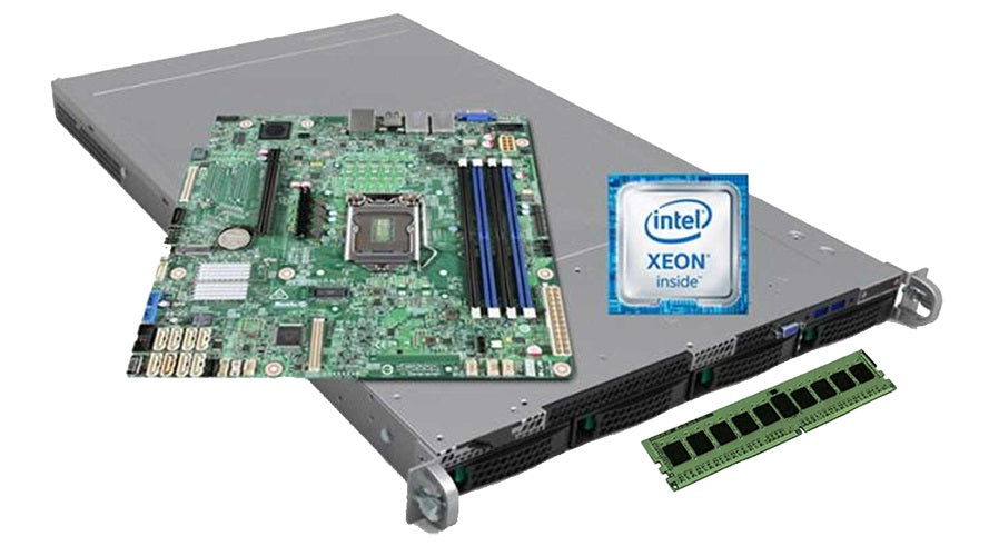 INTEL 1U Rackmount Prebuilt Server LR1304SPCFG1R , Xeon E3-1230v6, 16GB RAM , 4x 2.5/3.5' HDD, 2x GbE, 450W RPSU (2/2), SW RAID, 3YR INTEL