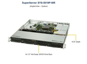 SUPERMICRO 1RU SuperServer 5019P-MR Barebone Server, Single Scaleable Socket LGA3647, 4 x 3.5' HDD Hot Swap, IPMI, 400w RPSU, 2 x Gbe SUPERMICRO
