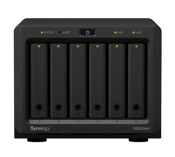 SYNOLOGY DiskStation DS620 slim 6 Bay NAS Intel Celeron J3355  2-core 2.0 2GB DDR3L non-ECC SODIMM Hot Swappable 2xRJ-45 1GbE LAN 2xUSB 3.0 2 yrs wty SYNOLOGY