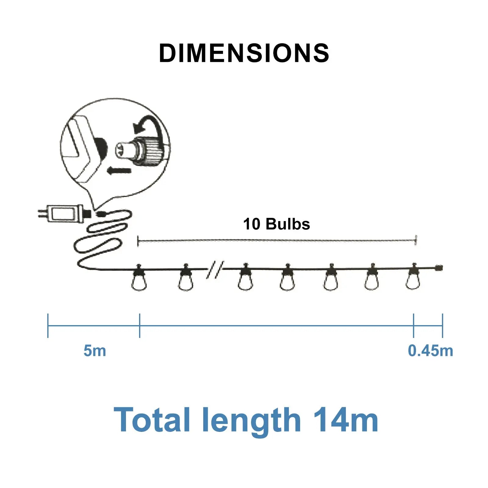 Sansai 10 Bulbs 14M Festoon String Lights LED Waterproof Outdoor Christmas Party Deals499