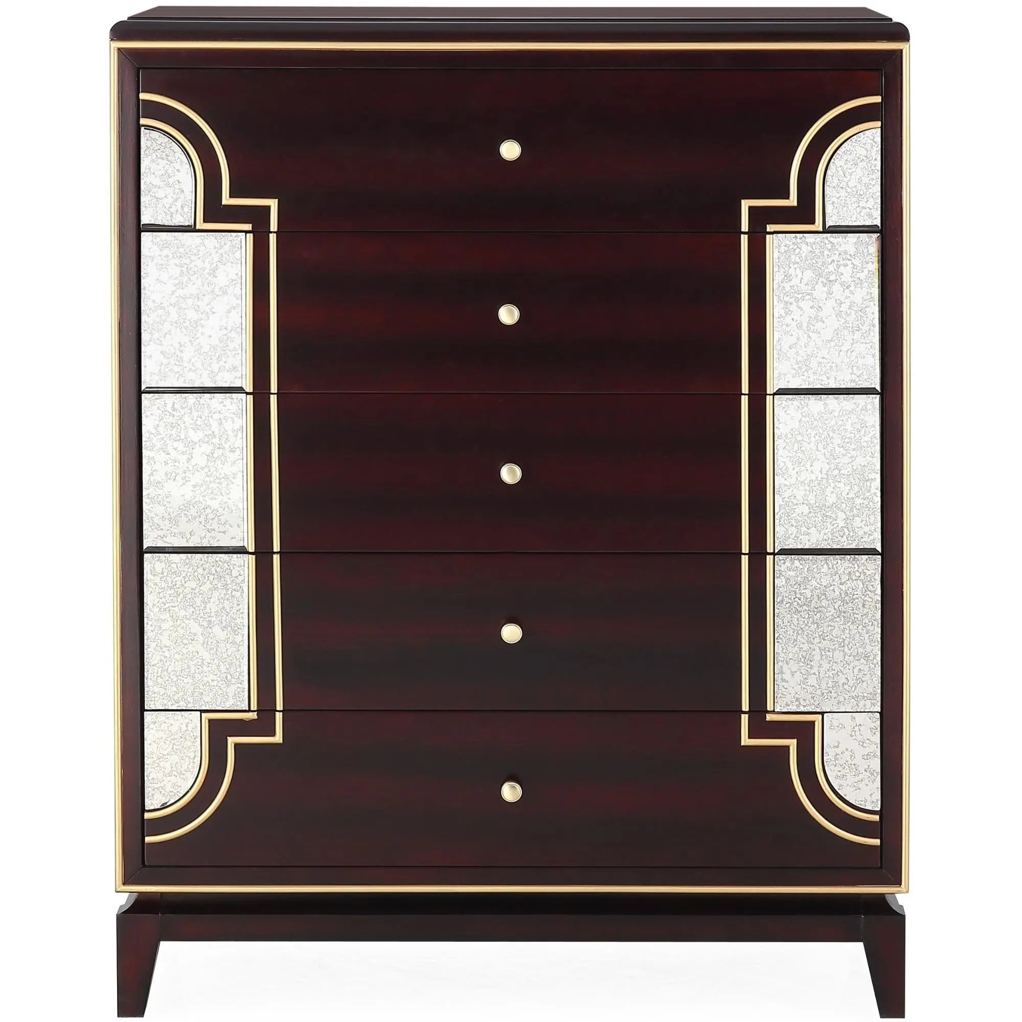 Scarlet Antique Tallboy 5 Chest of Drawers Solid Birch Wood Bed Storage Cabinet Deals499