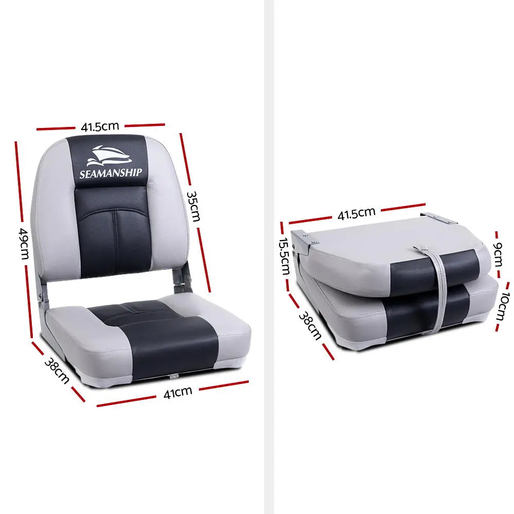 Seamanship Set of 2 Folding Boat Seats Seat Marine Seating Set Swivels All Weather Charcoal & Grey Deals499
