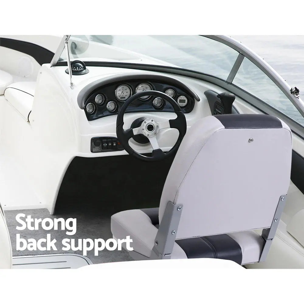 Seamanship Set of 2 Folding Boat Seats Seat Marine Seating Set Swivels All Weather Charcoal & Grey Deals499