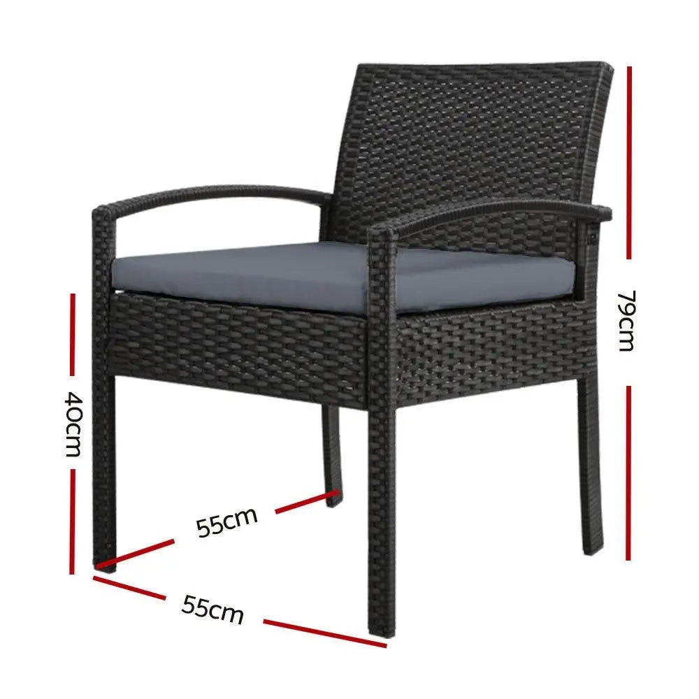 Set of 2 Outdoor Dining Chairs Wicker Chair Patio Garden Furniture Lounge Setting Bistro Set Cafe Cushion Gardeon Black Deals499