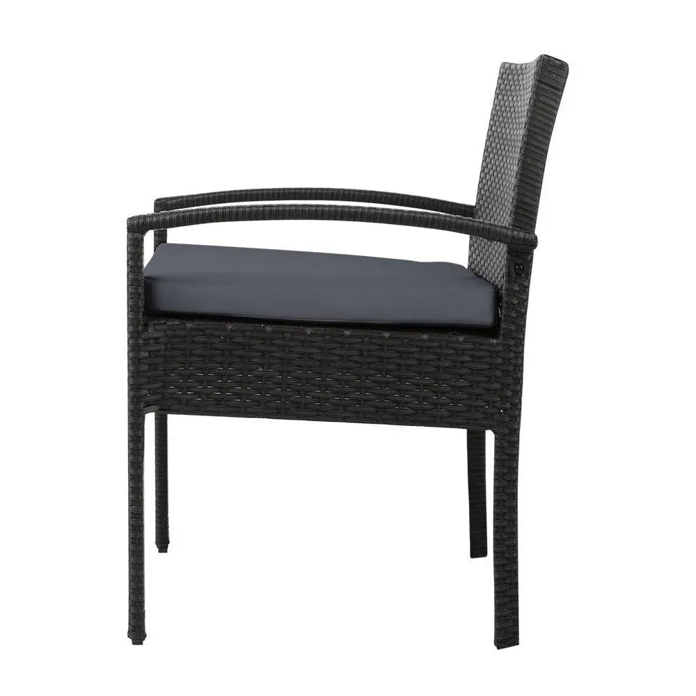 Set of 2 Outdoor Dining Chairs Wicker Chair Patio Garden Furniture Lounge Setting Bistro Set Cafe Cushion Gardeon Black Deals499