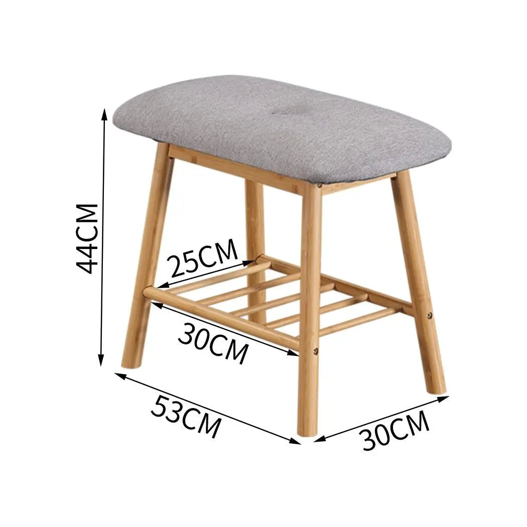 Shoe Bench Bamboo Shoes Storage Cushion Seat Rack Shelf Cabinet Organiser M Deals499