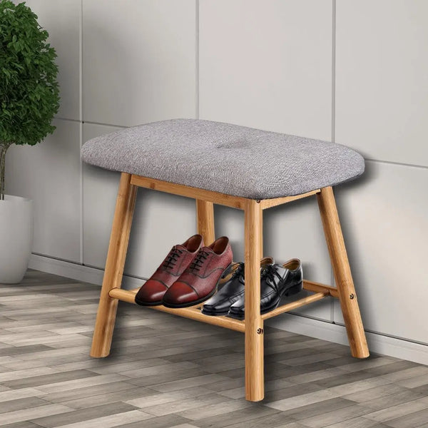 Shoe Bench Bamboo Shoes Storage Cushion Seat Rack Shelf Cabinet Organiser M Deals499