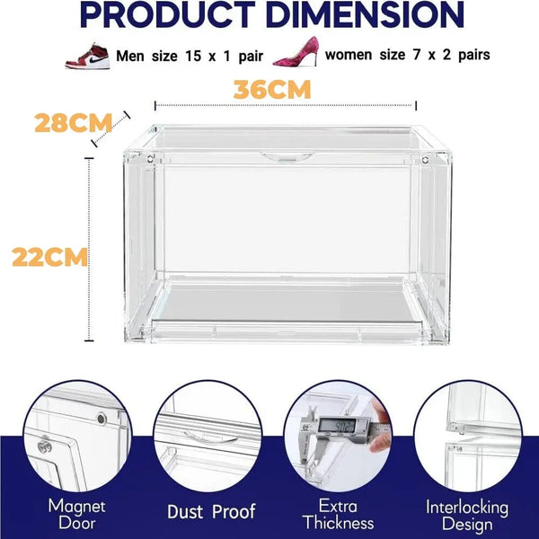 Shoe Display Box Clear Container Stackable Boxes Storage Case from Deals499 at Deals499