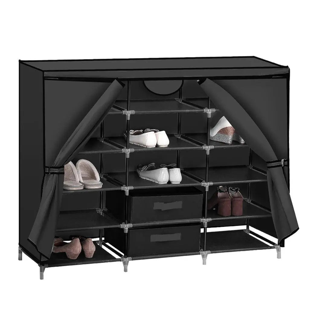 Shoe Rack DIY Portable Storage Cabinet Organiser Stackable Shelf Organizer Black Deals499