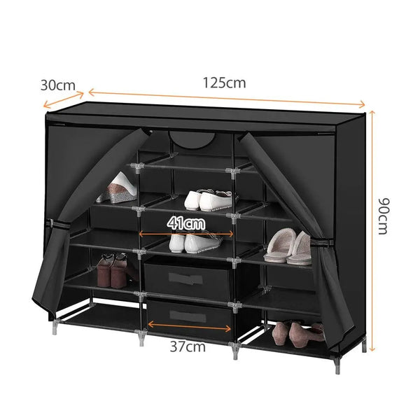 Shoe Rack DIY Portable Storage Cabinet Organiser Stackable Shelf Organizer Black Deals499