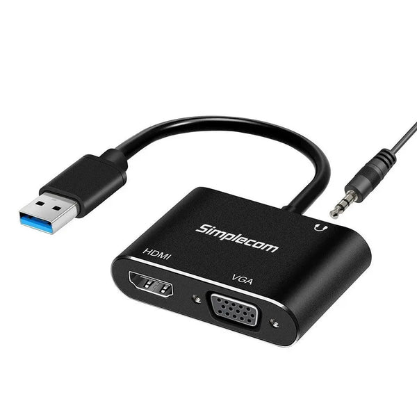 Simplecom DA316A USB to HDMI + VGA Video Card Adapter with 3.5mm Audio Deals499