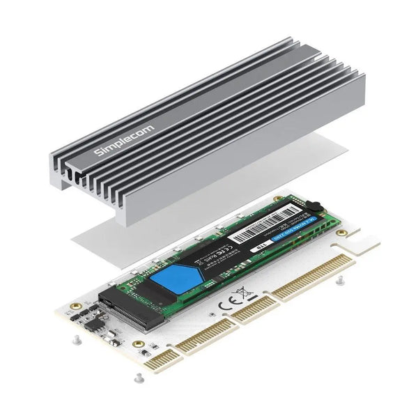 Simplecom EC415 NVMe M.2 SSD to PCIe x4 x8 x16 Expansion Card with Aluminium Heat Sink and RGB Light Deals499