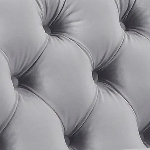 Single Seater Grey Sofa Classic Armchair Button Tufted in Velvet Fabric with Metal Legs Deals499