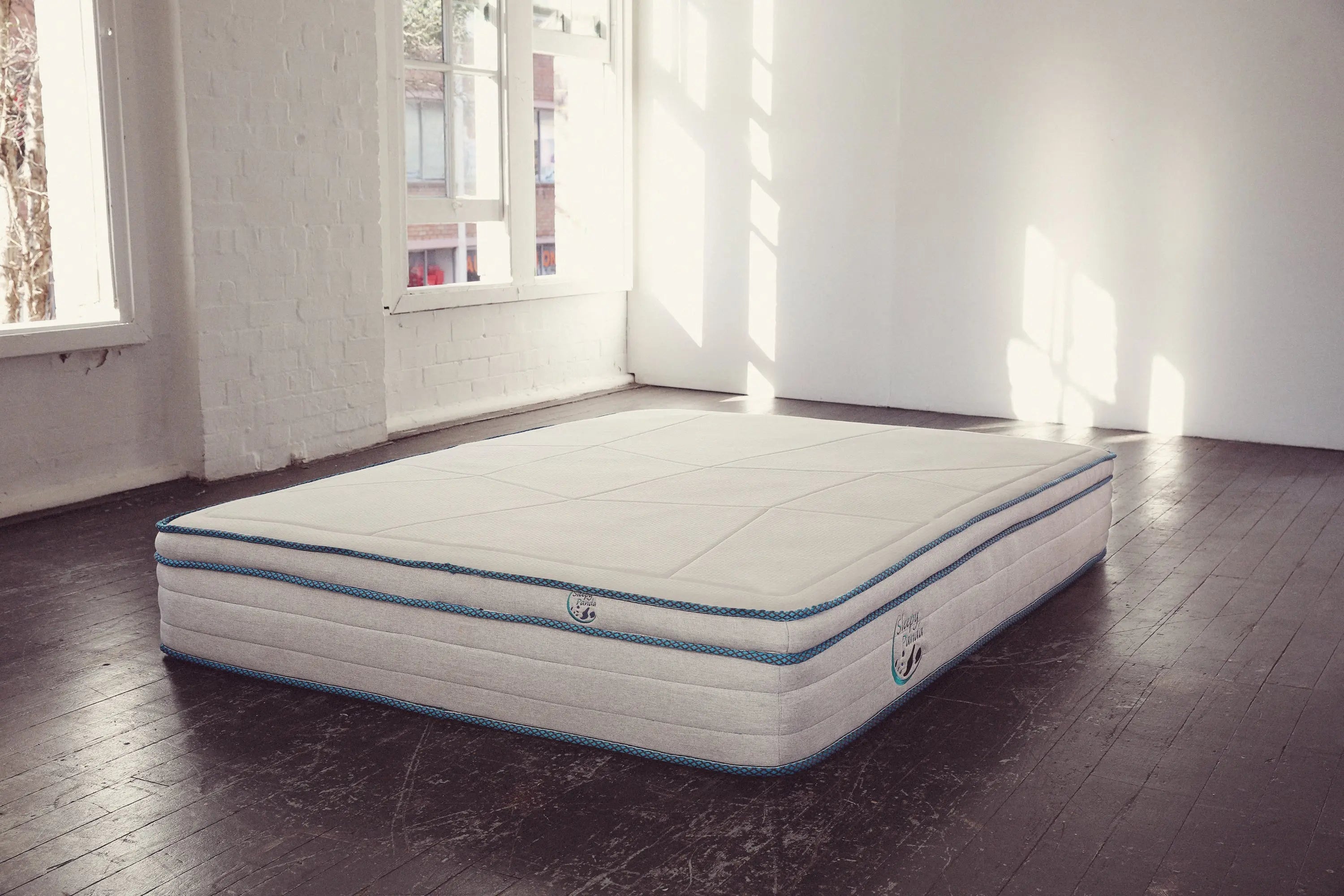 Sleepy Panda Mattress 5 Zone Pocket Spring EuroTop Medium Firm 30cm Thickness White, Grey, Blue Single Deals499
