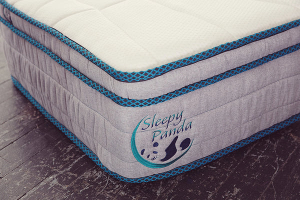 Sleepy Panda Mattress 5 Zone Pocket Spring EuroTop Medium Firm 30cm Thickness White, Grey, Blue Single Deals499