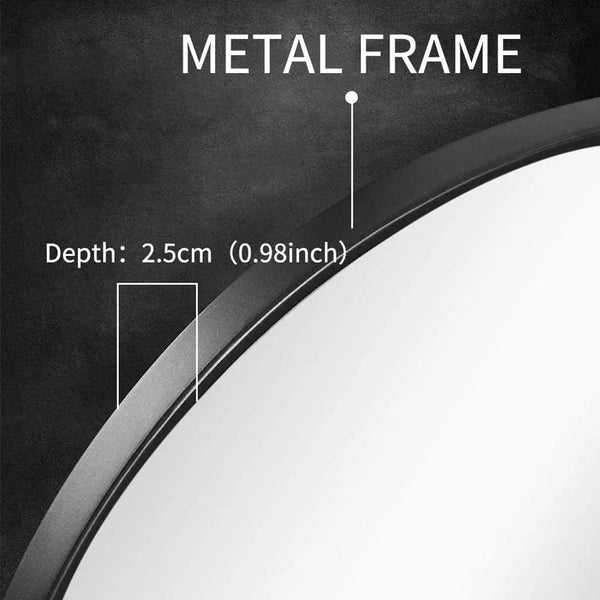 Slim Design 50CM Black Bathroom, Living Room, Hallway Mirror Round Mirror Wall Decor Metal Frame Deals499